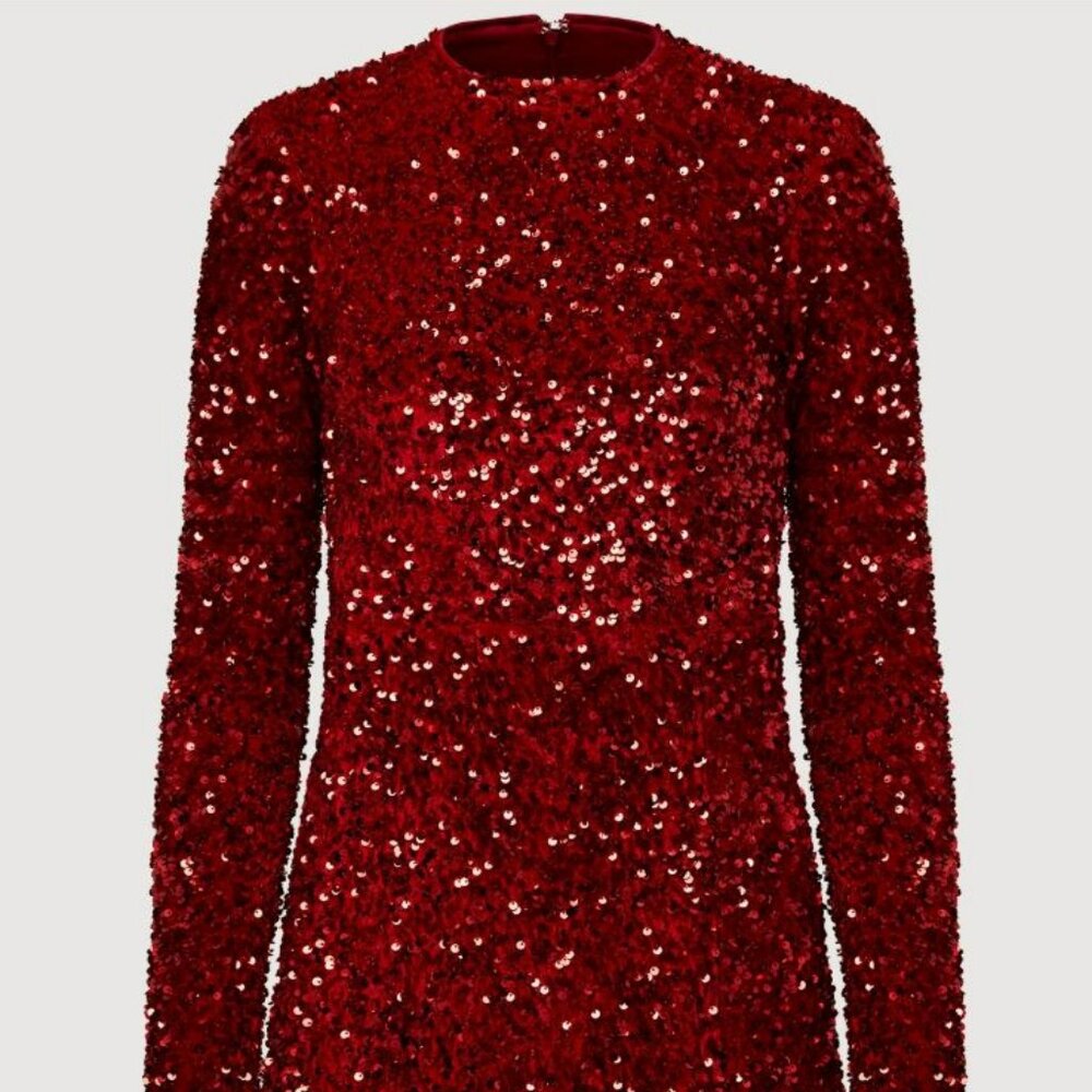 NWT Rachel Parcell sequin stretch velvet ruched mini dress.